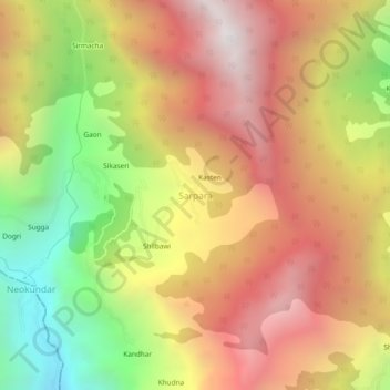 Topografische Karte Sarpara, Höhe, Relief