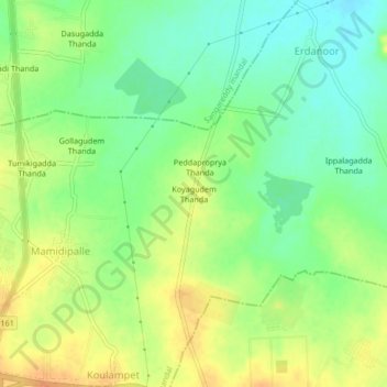 Topografische Karte Koyagudem Thanda, Höhe, Relief