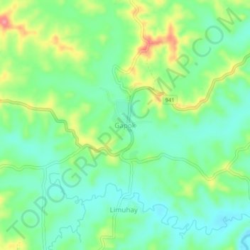 Topografische Karte Gapok, Höhe, Relief