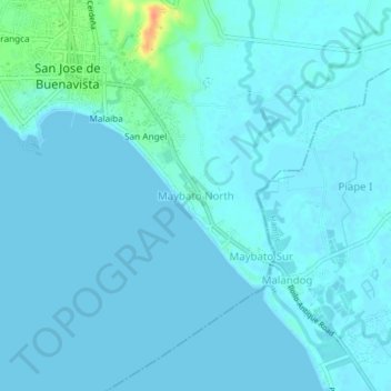 Topografische Karte Maybato North, Höhe, Relief