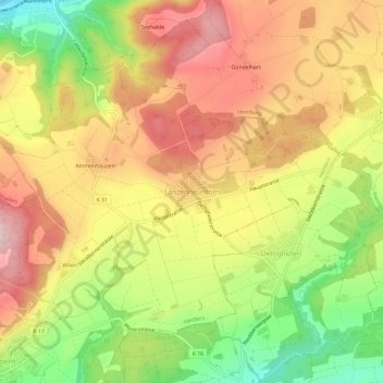 Topografische Karte Lanzenneunforn, Höhe, Relief