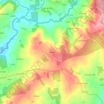 Topografische Karte Gasalla, Höhe, Relief