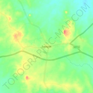 Topografische Karte Saraipali, Höhe, Relief
