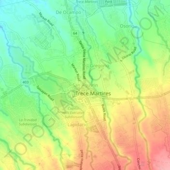 Topografische Karte San Agustin, Höhe, Relief