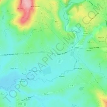 Topografische Karte Espinat, Höhe, Relief