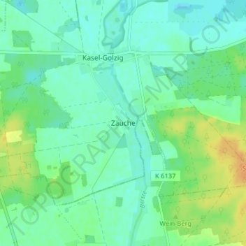 Topografische Karte Zauche, Höhe, Relief