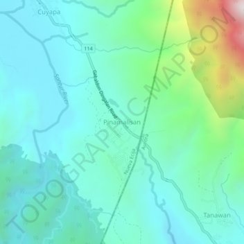 Topografische Karte Pinamalisan, Höhe, Relief