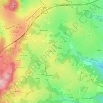 Topografische Karte Montmarval, Höhe, Relief