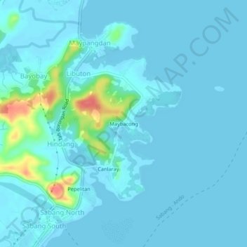 Topografische Karte Maybacong, Höhe, Relief