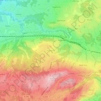 Topografische Karte Engenberg, Höhe, Relief