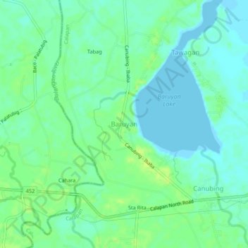 Topografische Karte Baruyan, Höhe, Relief