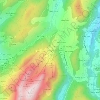 Topografische Karte Hirmentaz, Höhe, Relief