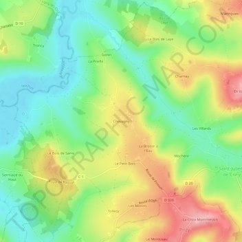 Topografische Karte Chevagny, Höhe, Relief