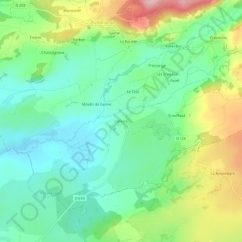 Topografische Karte Lamure, Höhe, Relief