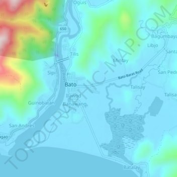 Topografische Karte Tamburan, Höhe, Relief