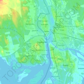 Topografische Karte Haparanda, Höhe, Relief
