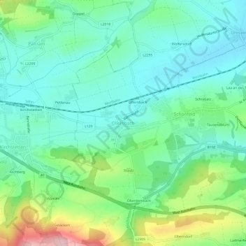 Topografische Karte Ollersbach, Höhe, Relief