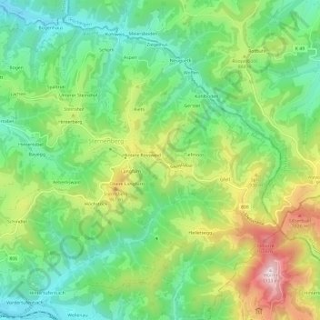 Topografische Karte Wies, Höhe, Relief