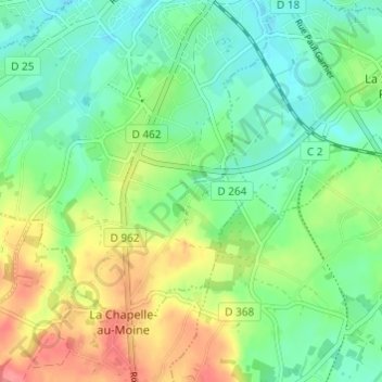 Topografische Karte Montagnou, Höhe, Relief