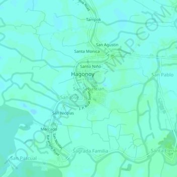 Topografische Karte San Sebastian, Höhe, Relief