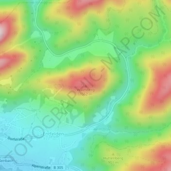 Topografische Karte Walmberg, Höhe, Relief