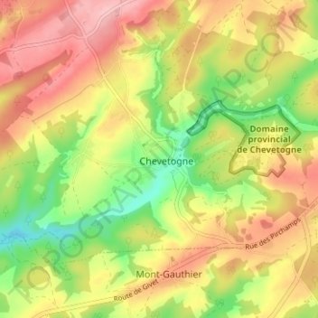 Topografische Karte Chevetogne, Höhe, Relief