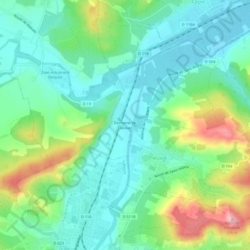 Topografische Karte Domaine de Flassian, Höhe, Relief