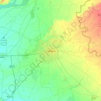Topografische Karte Sialkot, Höhe, Relief