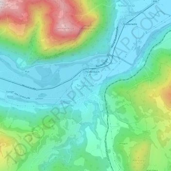 Topografische Karte Teufenbach, Höhe, Relief