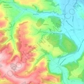 Topografische Karte Ohmstal, Höhe, Relief