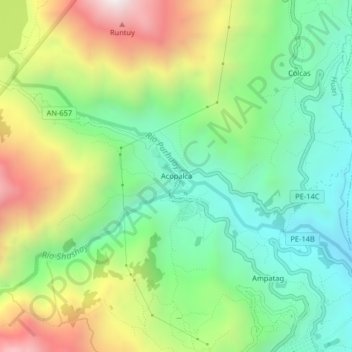 Topografische Karte Acopalca, Höhe, Relief