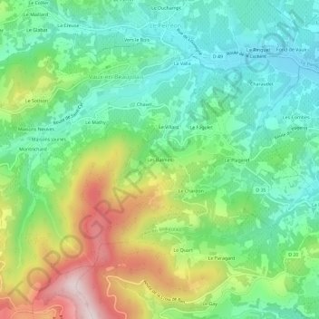 Topografische Karte Les Balmes, Höhe, Relief