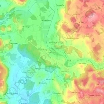 Topografische Karte Vorderreute, Höhe, Relief