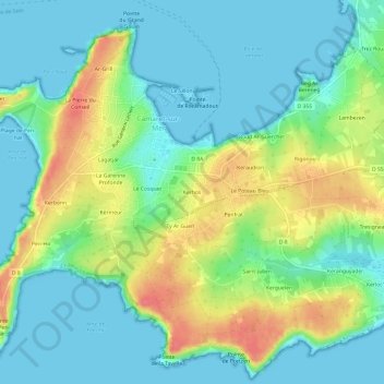 Topografische Karte Kerhos, Höhe, Relief