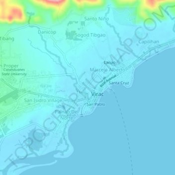 Topografische Karte San Roque, Höhe, Relief
