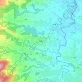 Topografische Karte Cadet, Höhe, Relief