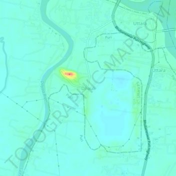 Topografische Karte Dhauli, Höhe, Relief