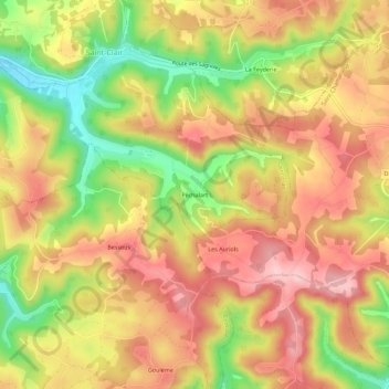 Topografische Karte Péchalart, Höhe, Relief