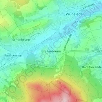 Topografische Karte Breitenbrunn, Höhe, Relief