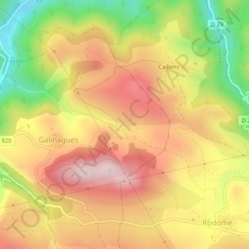 Topografische Karte Cavalières, Höhe, Relief