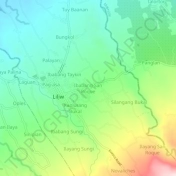 Topografische Karte Ibabang San Roque, Höhe, Relief