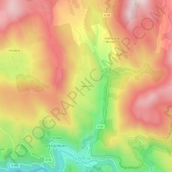 Topografische Karte Rieumal, Höhe, Relief
