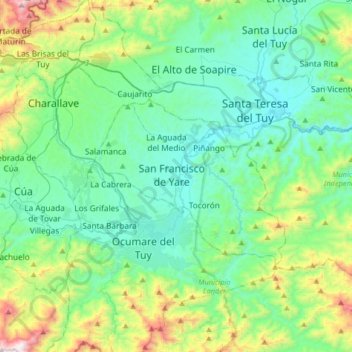 Topografische Karte San Francisco de Yare, Höhe, Relief
