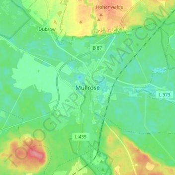 Topografische Karte Müllrose, Höhe, Relief