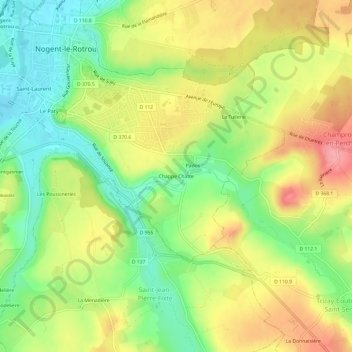 Topografische Karte Chappe Châtre, Höhe, Relief