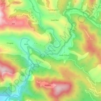 Topografische Karte Dugadda, Höhe, Relief