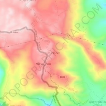 Topografische Karte Los Planes, Höhe, Relief