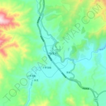 Topografische Karte Wumao, Höhe, Relief
