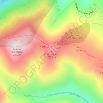 Topografische Karte El Morredero, Höhe, Relief