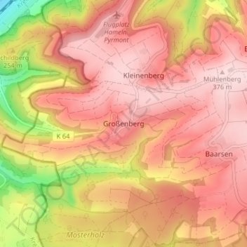 Topografische Karte Großenberg, Höhe, Relief